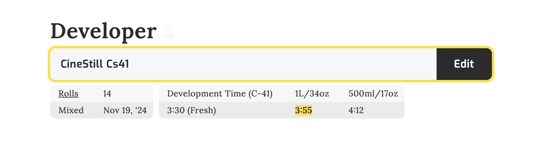 Developer exhaustion calculator